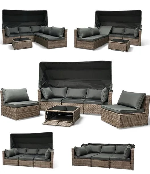 Ideal Garden Zestaw Mebli Ogrodowych Sfs0101 Mtg Leżanka, Narożnik Jasny Brąz