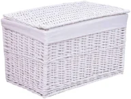 Pudła i pojemniki do przechowywania - Wiklinowy Kufer Biały Na Zabawki G8-R34 - miniaturka - grafika 1