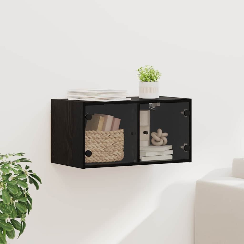 vidaXL vidaXL Szafka ścienna Montowane na ścianie Czarny Dąb 68 x 37 x 35 cm