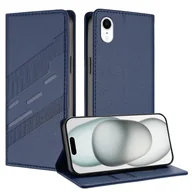 Etui i futerały do telefonów - Etui na Iphone XR, miękkie etui na telefon z klapką ze skóry PU z klapką - odporne na wstrząsy etui na telefon - ciemnozielone Ciemny niebieski - miniaturka - grafika 1