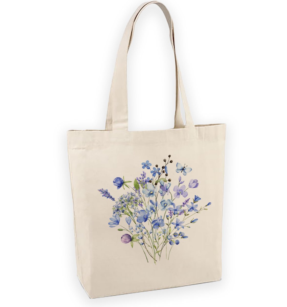 Torba bawełniana z nadrukiem błękitne kwiaty