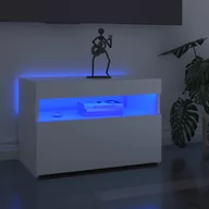 Szafki RTV - vidaXL Szafka TV z oświetleniem LED, wysoki połysk, biała, 60x35x40 cm - miniaturka - grafika 1