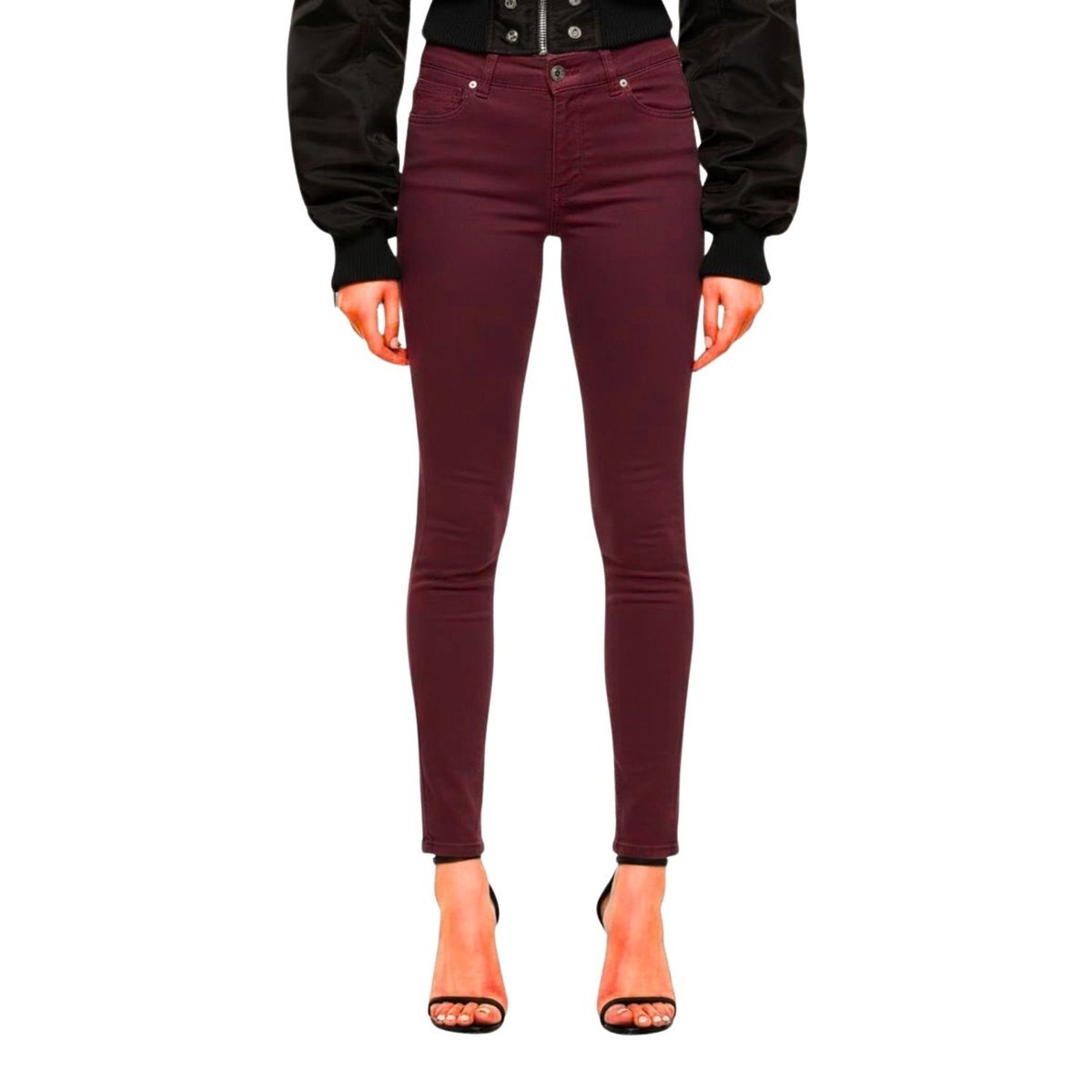 Spodnie damskie Diesel Roisin super skinny burgundowe-W32