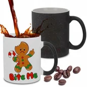 Kubki - Kubek Magiczny Czarny Brokatowy BITE ME Święta Mikołaj Prezent Mix Wzorów - miniaturka - grafika 1