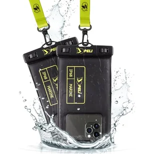Peli Marine 2 szt., wodoodporne etui na telefon IP68 (rozmiar standardowy), wypukłe wodoodporne etui na telefon iPhone 16 Pro Max/iPhone 15 Pro/14 Pro/13/12/S24 - odpinana smycz - czarne/żółte - Etui i futerały do telefonów - miniaturka - grafika 1
