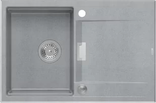 QUADRON OWEN 111 GraniteQ zlewozmywak z syfonem i zaslepką 1-komorowy z/o (760x500x215 kom. 330x430) silver stone / elementy stalowe - Zlewozmywaki - miniaturka - grafika 1