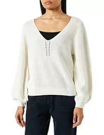 Koszulki i topy damskie - Vila Odwracalny top z dzianiny dla kobiet, White Alyssum, S - miniaturka - grafika 1