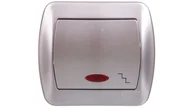 Wyłączniki światła i elektryczne - Kontakt Simon Wyłącznik ścienny Akord schodowy z podśw. AW6L/26 aluminium srebrn - miniaturka - grafika 1