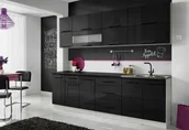Meble kuchenne - Meble Kuchenne Kuchnia Szafki Modułowe Czarny Połysk 2,6M Rico - miniaturka - grafika 1