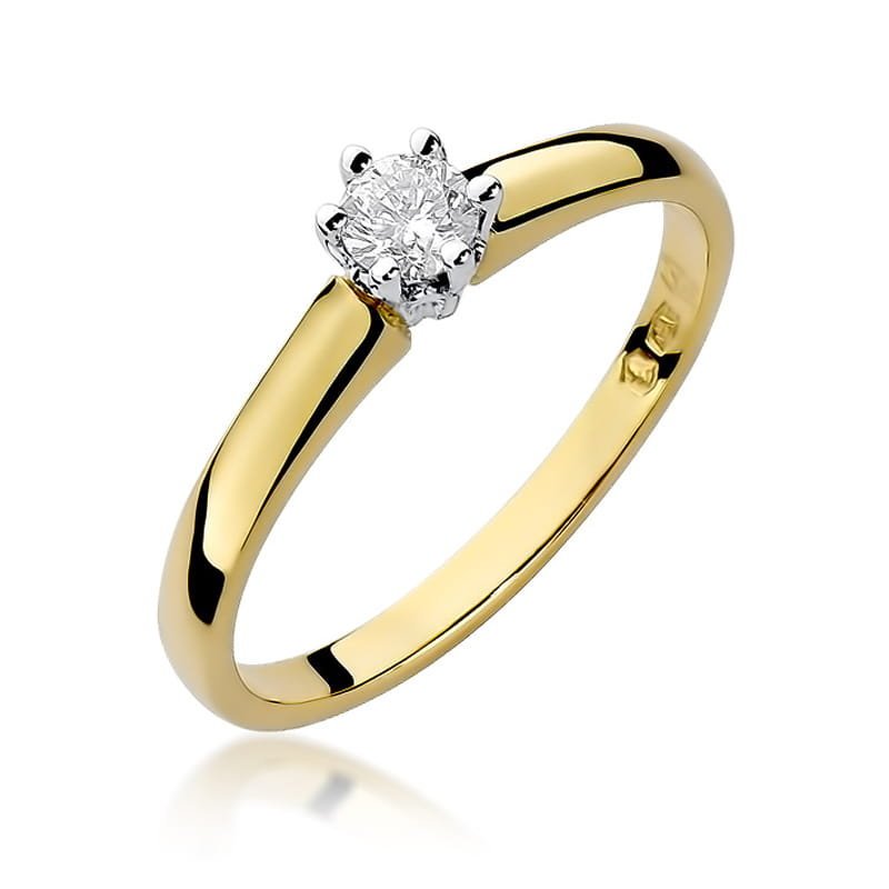 Złoty pierścionek Diament 0,20ct żółte złoto pr. 585