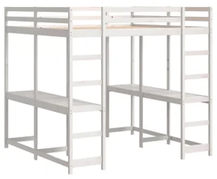 Białe łóżko na antresoli z podwójnym biurkiem 140x200 E0-K86 - Łóżka dla dzieci i młodzieży - miniaturka - grafika 1