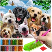 Malowanie po numerach - Haft Diamentowy ARTULIO, Obraz DIY 5D, Diamond Painting, Mozaika diamentowa 30x40cm (Psi gang) + zestaw akcesoriów - miniaturka - grafika 1