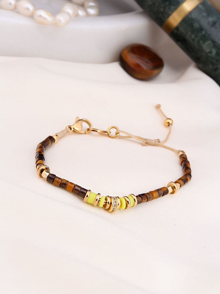 Charlize Pozłacana bransoletka z tygrysim okiem