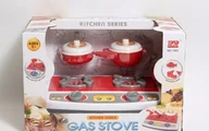 Zabawy w naśladowanie dorosłych - Kuchenka zabawka dwa palniki akcesoria światło - miniaturka - grafika 1