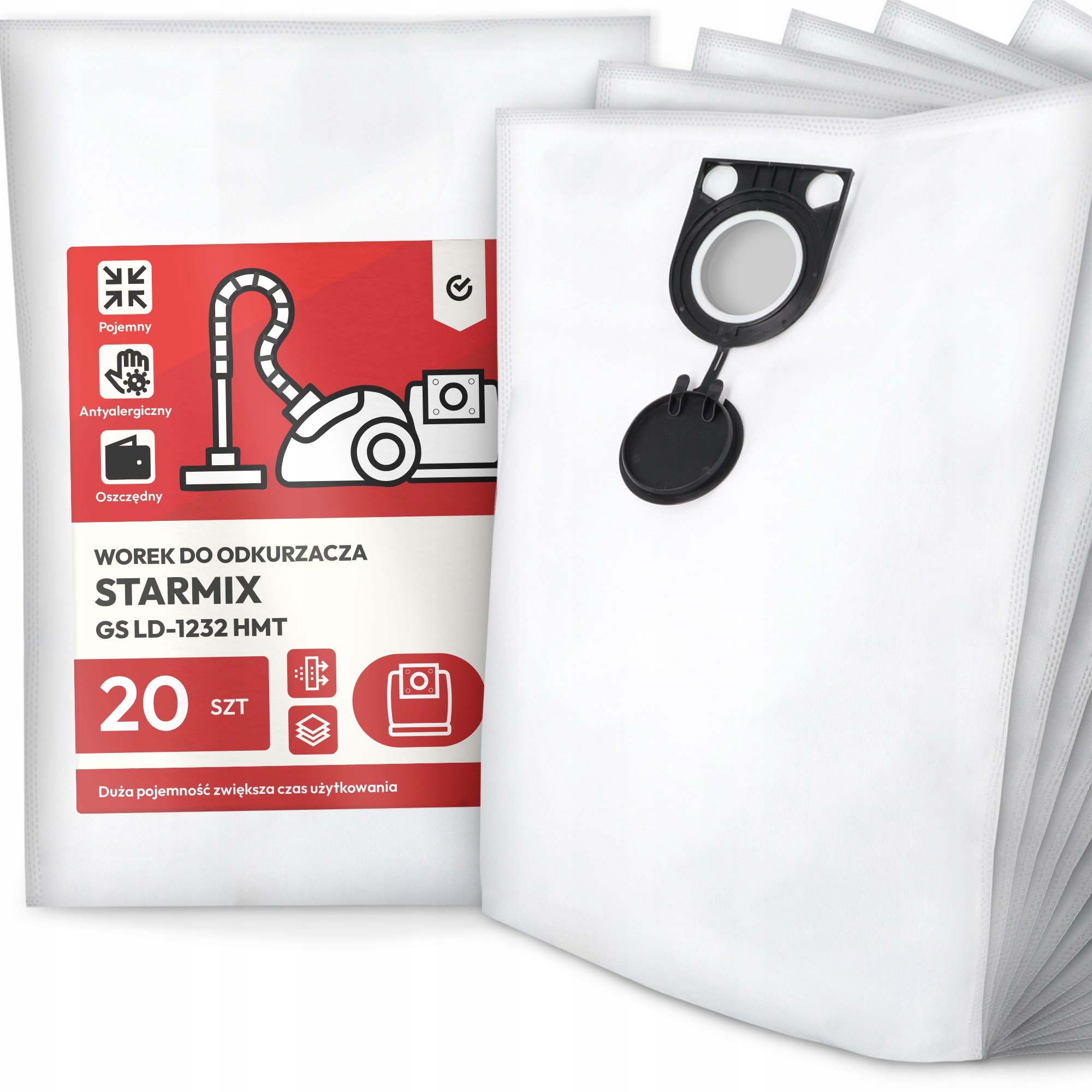 20x Worek do Odkurzacza Starmix Gs LD-1232 Hmt Syntetyczny Pojemny Mocny G9