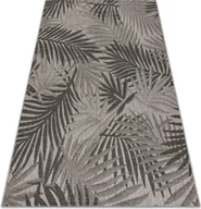 Dywany - DYWAN SZNURKOWY SIZAL FLOORLUX 20504 LIŚCIE srebrny / czarny DŻUNGLA beżowy 80x150 cm - miniaturka - grafika 1