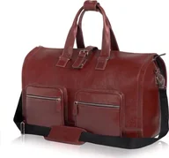 Teczki i aktówki - Solier Skórzana torba męska na garnitur brązowa SL18 Harlow bordowa uniwersalny - miniaturka - grafika 1