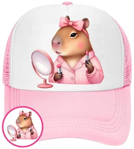 Czapka Z Daszkiem Kapibara Różowa Dla Dzieci Bejsbolówka Siatka Prezent - Czapki damskie - miniaturka - grafika 1