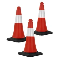 Akcesoria BHP - ECD Germany 3 pacholki drogowe 51 cm, czerwono-biale, pacholek drogowy z ciezka podstawa - miniaturka - grafika 1