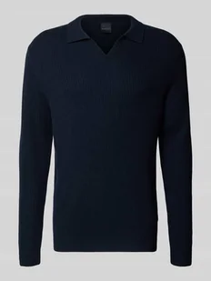 Sweter z dzianiny z kołnierzykiem polo - Swetry męskie - miniaturka - grafika 1