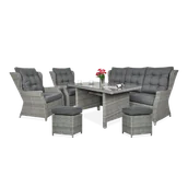 Meble ogrodowe - Meble technorattanowe TRIVENTO 3 DINING + PUFY Stone Grey - Focus Garden - miniaturka - grafika 1