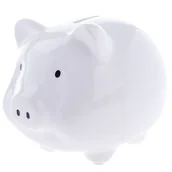 Skarbonki - Skarbonka urodziny na napiwki ceramika świnka biel - miniaturka - grafika 1