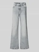 Spodnie damskie - Jeansy z szeroką nogawką i przetarciami model ‘YOLANDA’ - miniaturka - grafika 1