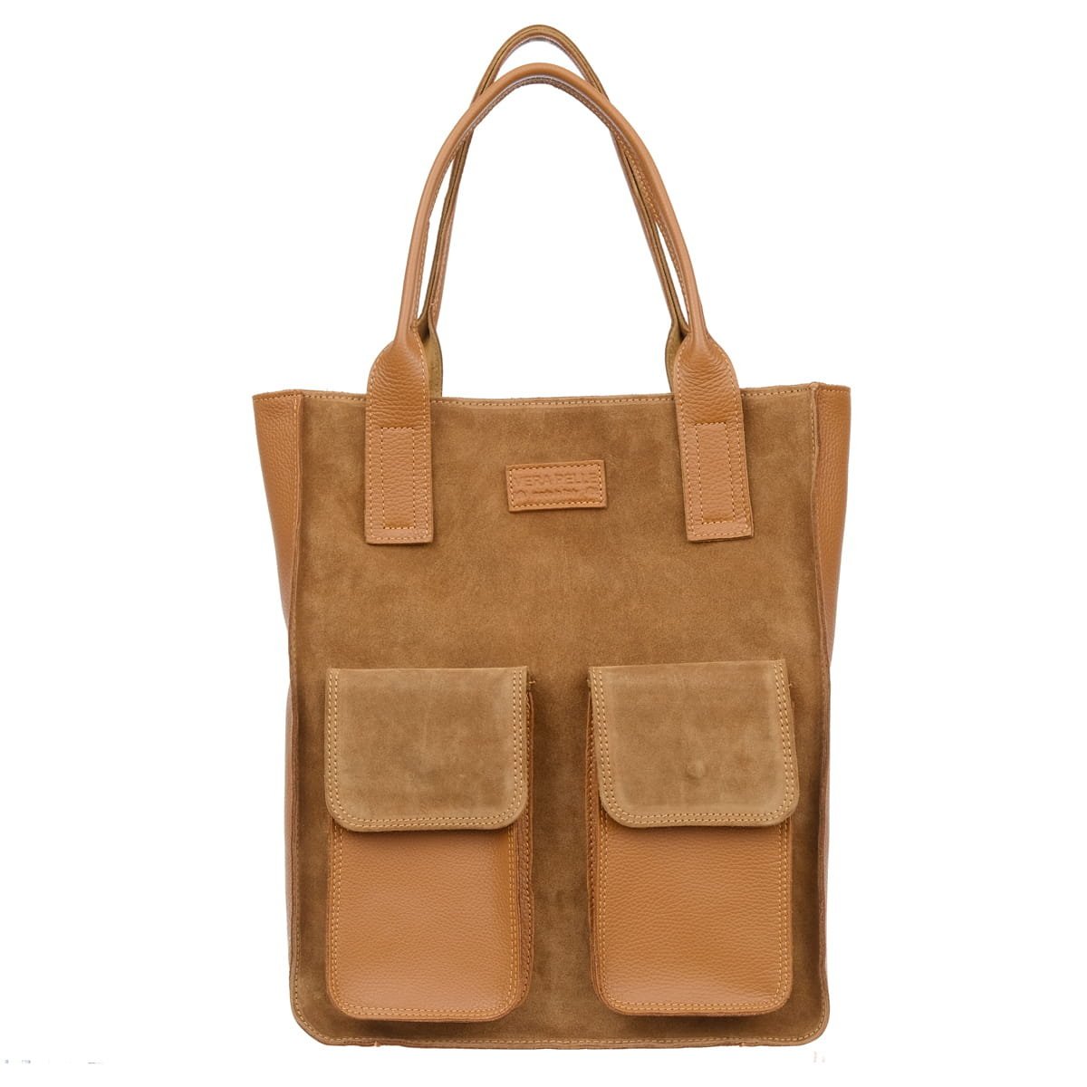 Duża Shopperka Torba Zamszowa Vezze Tasca Ruda