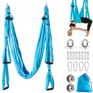 Czapki i chusty sportowe damskie - HAMAK YOGA NIEBIESKI DO JOGI CHUSTA SZARFA AKROBATYCZNA MOCNA - miniaturka - grafika 1