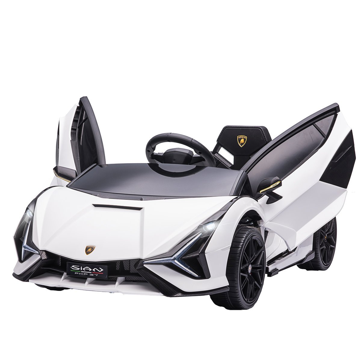 HOMCOM Pojazd dziecięcy 12V 2 tryby jazdy Lamborghini SIAN SUV samochód elektryczny zabawka z pilotem muzyka (MP3/USB) światło 37-60 miesięcy metal ..