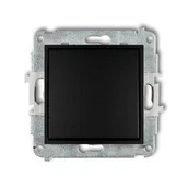 Gniazdka elektryczne - Mechanizm łącznika zwiernego, jednobiegunowego (jeden klawisz, bez piktogramu) czarny mat 12MWP-4.1 Karlik Mini - miniaturka - grafika 1