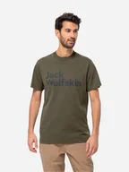 Koszulki męskie - Koszulka męska Jack Wolfskin Essential Logo T M 1809591-4341 S Ciemnozielona (4064993863192). T-shirty męskie - miniaturka - grafika 1