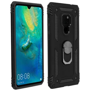 Etui Huawei Mate 20 Bi Material Sztywny miękki magnetyczny stojak z pierścieniem Czarny - Etui i futerały do telefonów - miniaturka - grafika 1