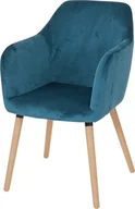 Krzesła - Krzesło do jadalni Malmö T381, krzesło kuchenne, design retro 50s ~ aksamit, petrol-niebieski, jasne nogi - miniaturka - grafika 1