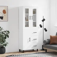 Szafki nocne - vidaXL Witrynka, biała, 69,5x34x180 cm, materiał drewnopochodny - miniaturka - grafika 1