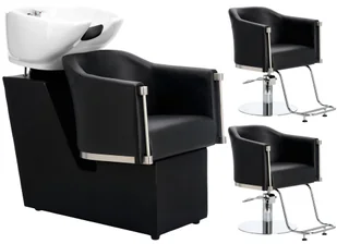 Lincoln zestaw czarny myjnia fryzjerska i 2 x fotel fryzjerski hydrauliczny obrotowy podnóżek do salonu fryzjerskiego myjka ruchoma misa ceramiczna armatura bateria słuchawka - Meble fryzjerskie Lincoln zestaw czarny myjnia fryzjerska i 2 x fotel fryzjerski hydrauliczny obrotowy podnóżek do salonu fryzjerskiego myjka ruchoma misa ceramiczna armatura bateria słuchawka - Meble fryzjerskie - miniaturka - grafika 1