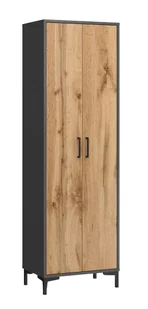 Dwudrzwiowa Szafa Na Ubrania Antracyt + Dąb Wotan E8-T26 - Szafy - miniaturka - grafika 1