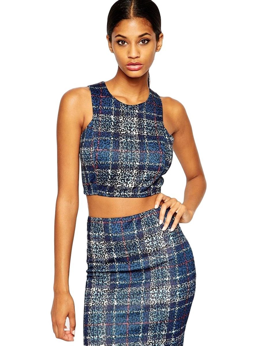 Niebieski top w kratkę John Zack L