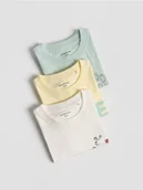 Koszulki dla chłopców - Reserved - Bawełniany t-shirt 3 pack - złamana biel - miniaturka - grafika 1