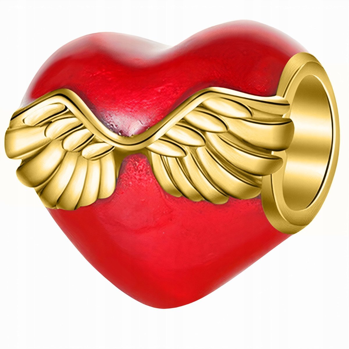 Charms złoty Czerwone Serce Skrzydła srebro 925