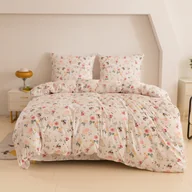 Pościel - Pościel Bawełniana 200X200 Kwiaty Królik - miniaturka - grafika 1