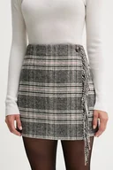 Spódnice - Pepe Jeans spódnica z domieszką wełny kolor szary mini rozkloszowana PL9011872 - miniaturka - grafika 1