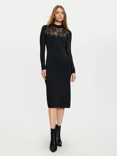 Sisley Sukienka dzianinowa 1MNPMV00S Czarny Slim Fit - Sukienki - miniaturka - grafika 1