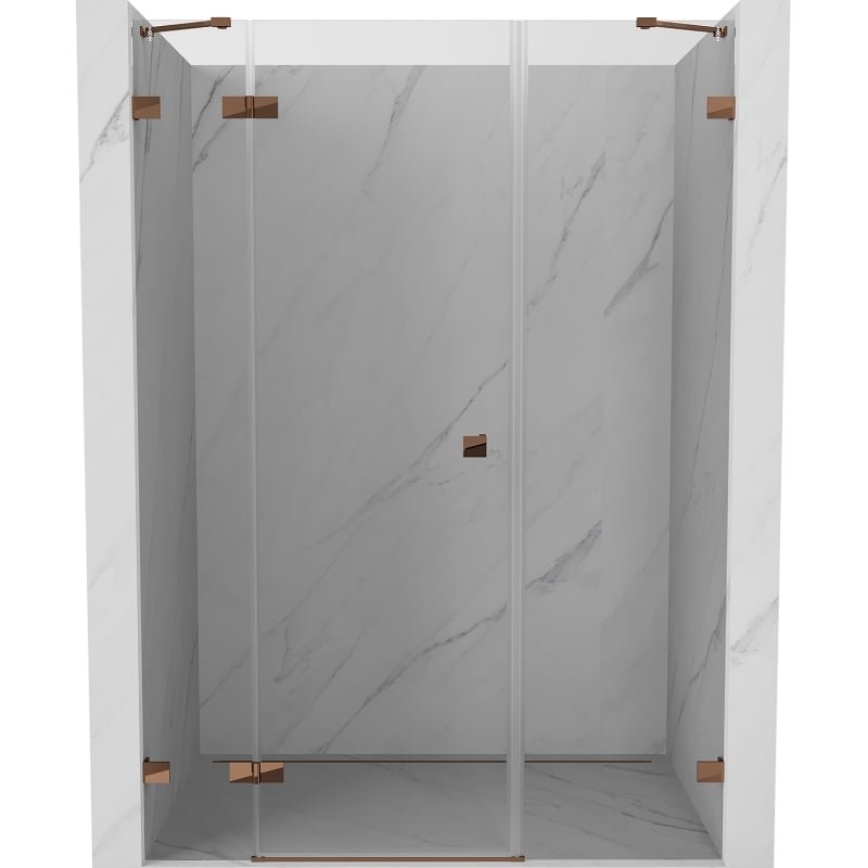 Mexen Lunar drzwi prysznicowe uchylne lewe 145 cm, transparent, różowe złoto - 834S-145-050-60-00-L