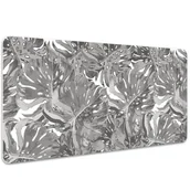 Podkładki na biurko - Podkładka na biurko z nadrukiem Szare liście monstery 100x50 cm - miniaturka - grafika 1