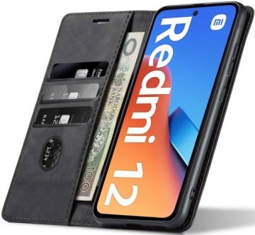 Etui Skórzane Magnetyczne Sheep Skin Do Xiaomi Redmi 12 4G 5G +szkło