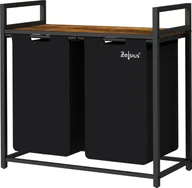 Kosze na bieliznę - Zelsius kosz na pranie 2 komory, czarny 73 x 33 x 72 cm, kosz na pranie z półką Kosz na pranie - miniaturka - grafika 1