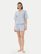 Piżamy damskie - Tommy Hilfiger Piżama UW0UW05799 Błękitny Regular Fit - miniaturka - grafika 1