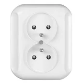 Gniazdka elektryczne - Gniazdo podwójne z uziemieniem białe Topaz - miniaturka - grafika 1