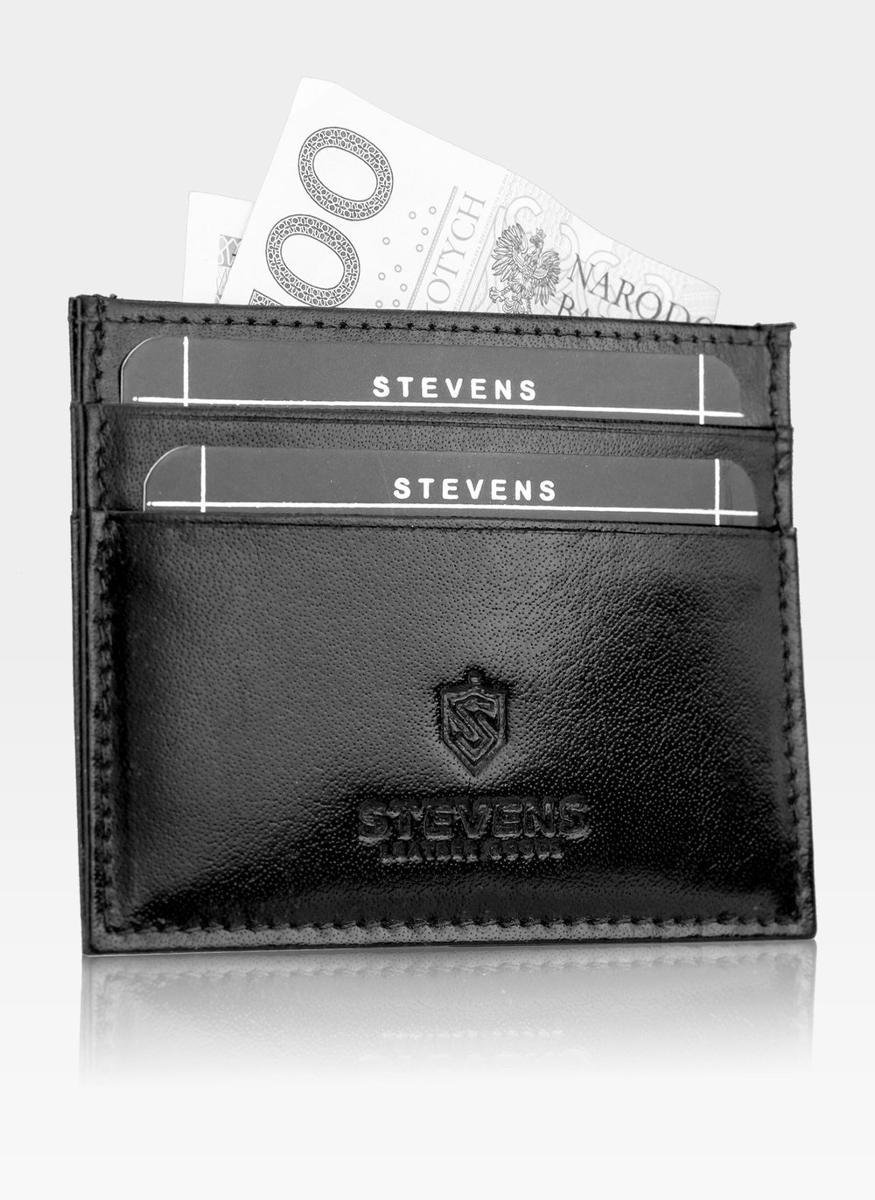 Etui Skórzane Na Karty SLIM Portfe Cardholder Stevens Czarne